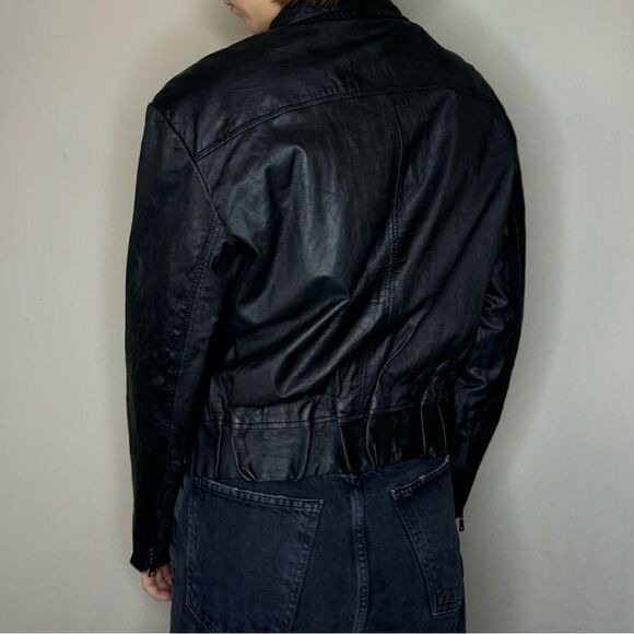 Alice + Olivia Cow Leather Moto Black Jacket Size M - Picture 7 of 15